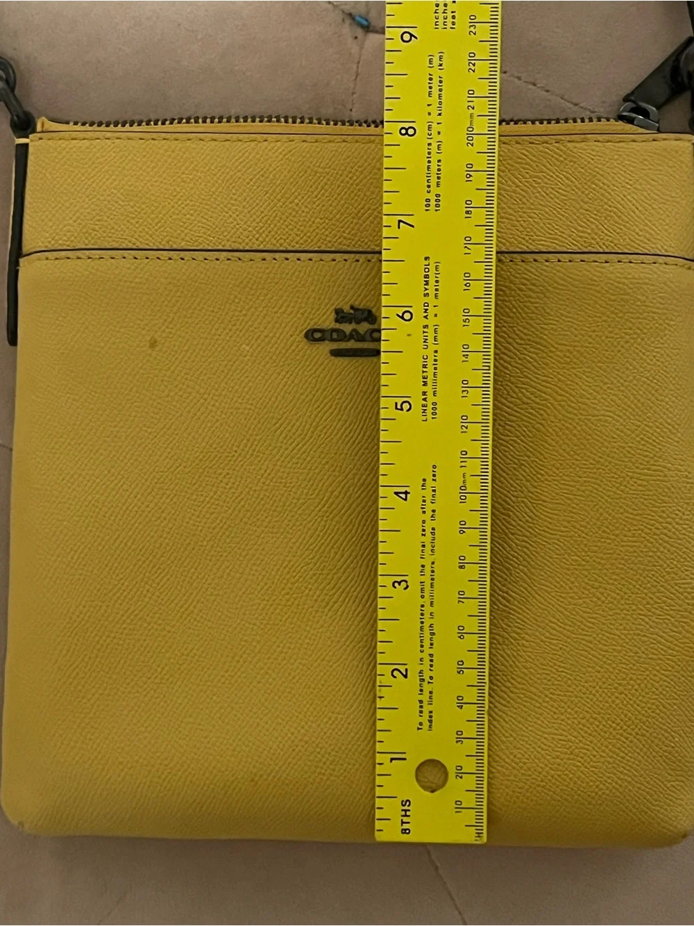 Coach Yellow Leather Crossbody Bag with Front Slip Pocket